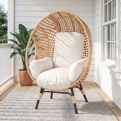 1 Person Wicker Egg Chair with Cushions