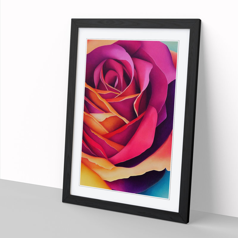 Unique Rose Flower Vol.2 - Picture Frame Print, Black, 34cm H x 25cm W x 2cm D