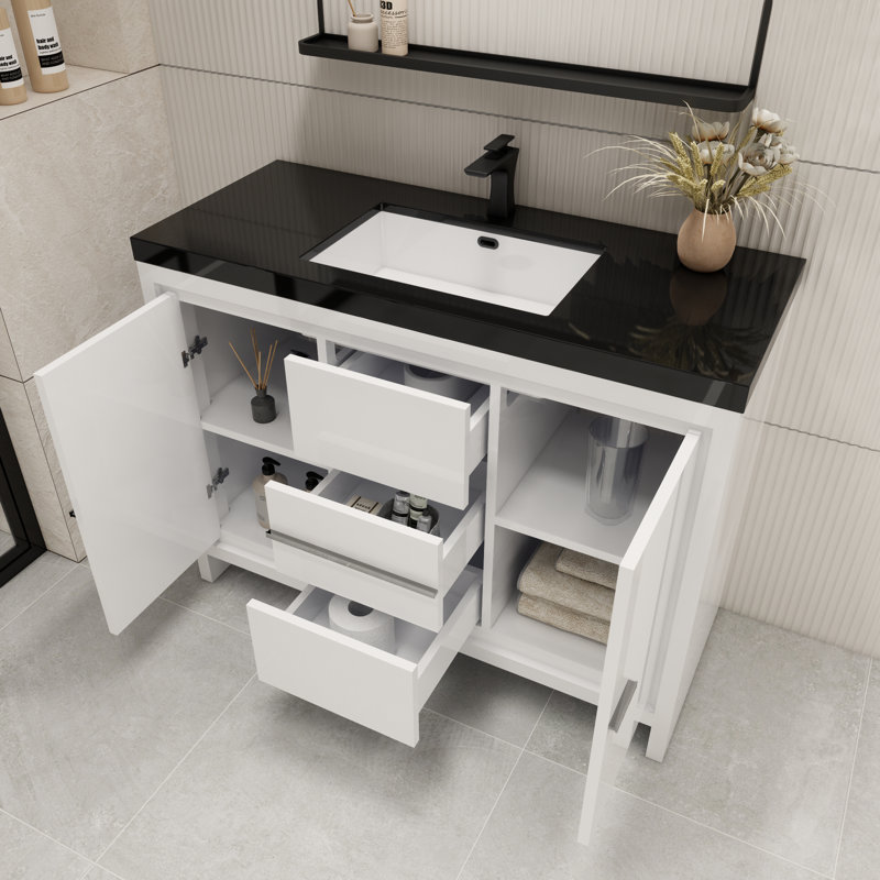 Ensemble de meuble-lavabo simple 48 po Enhaut, Blanc ultrabrillant