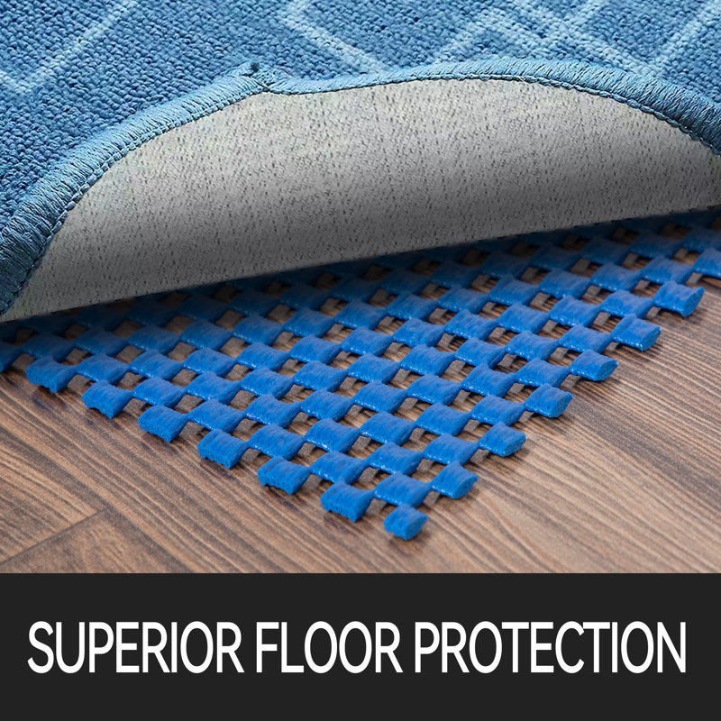 Sous-tapis antidérapant pour tapis et planchers de bois franc, bleu, 51 x 173 cm