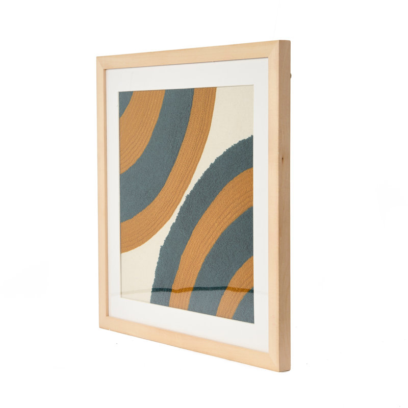 Square Abstract Embroidery in Wood Frame