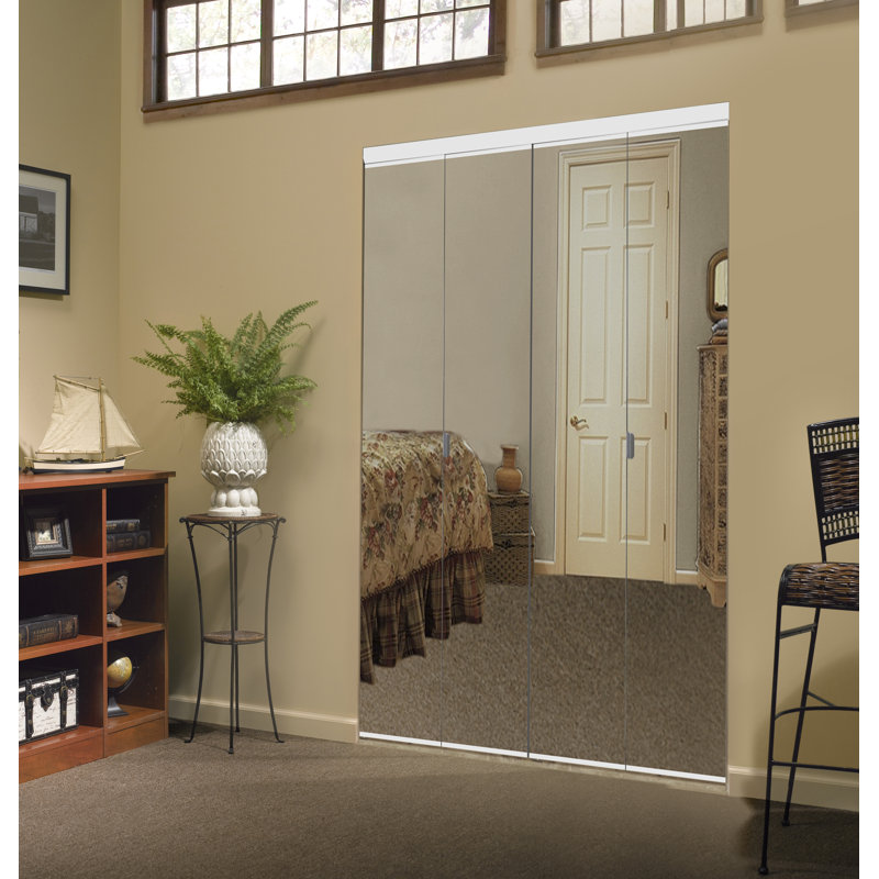 Mirrored Bi-Fold Door, 72" x 80", Beveled, White