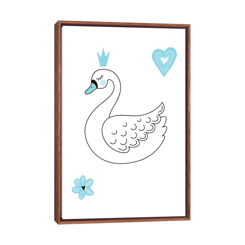 Little Ballerina Swan - impression d'art graphique, Toile avec cadre brun, H 60 po x l 40po x P 1,5 po, Pas de tapis