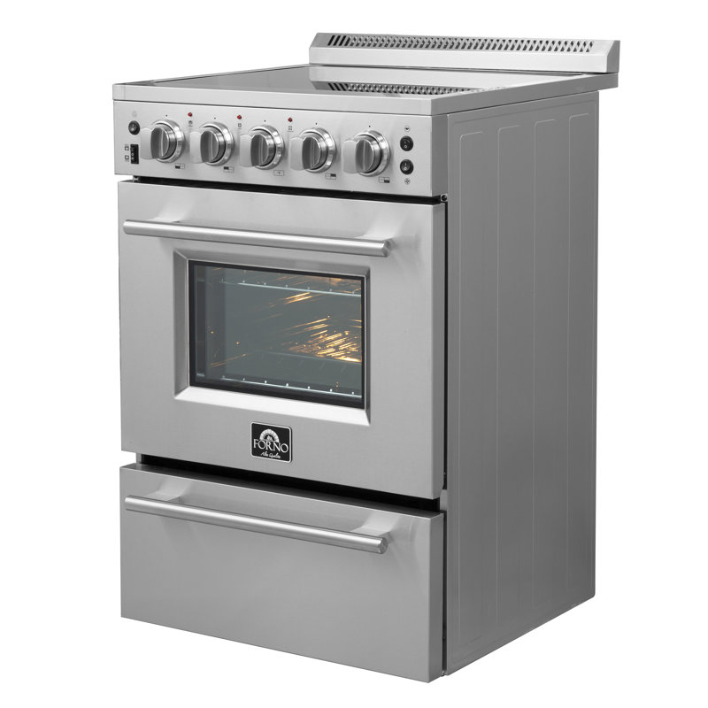 Cuisinière électrique autoportante 24 pouces Loiano, 6 éléments, 6 000 W, 2,3 pieds cubes avec tiroir de rangement