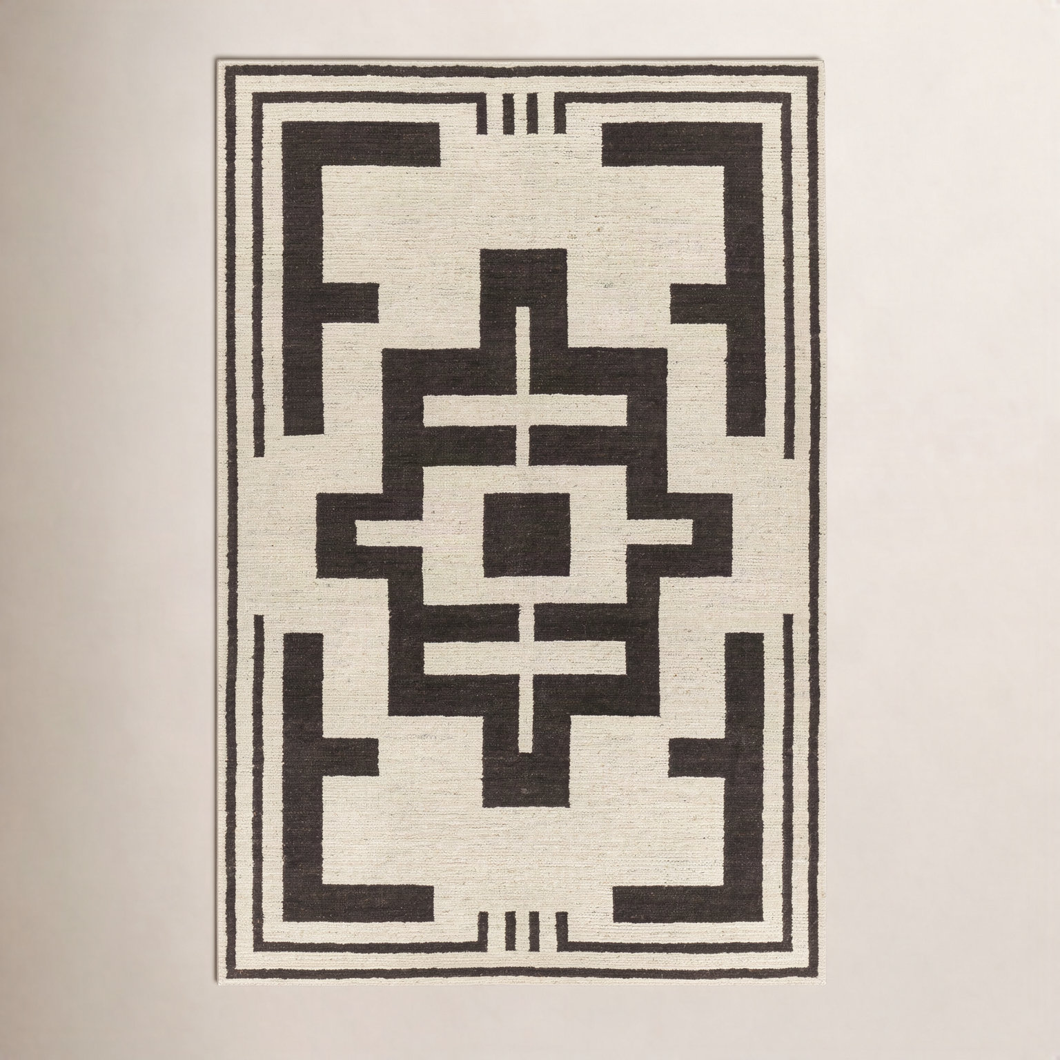 Theresa Brown Hand-Woven Geometric Wool Rug, 5' X 8'