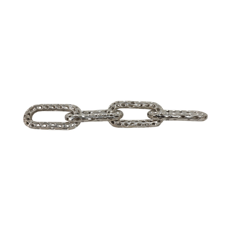 25X4" Pierced Metal 4-Chain Link Object, Silver