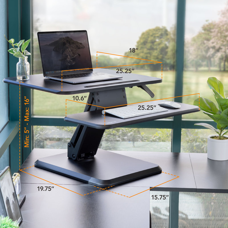 Mount-It! Height Adjustable Standing Desk Converter, 25” Wide Desktop, Sit-Stand Converting Desks