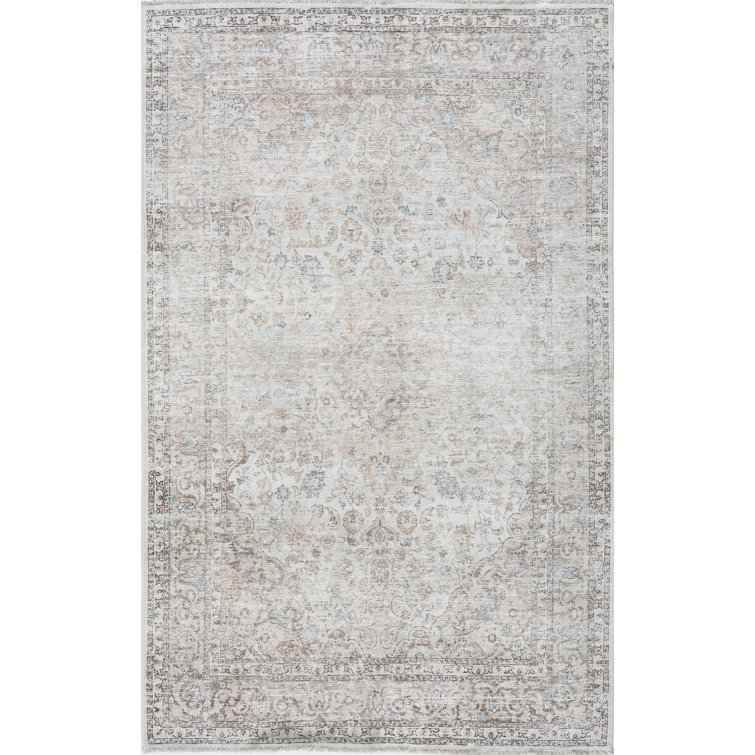 Jaelyne Machine Washable Beige/Gray Oriental Area Rug