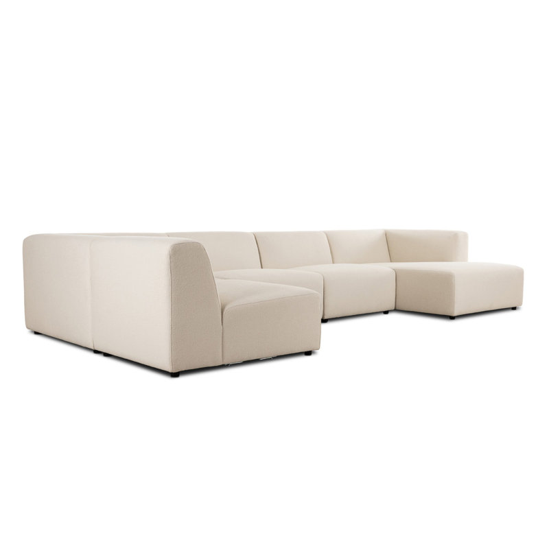 Lawndale 5PC Sectional W/ RAFC-Napa Sandstone, Left Hand Facing, Fayette Cloud Polyester Blend