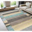 Wool Striped Area Rug in Blue/Cream/Gray-75233041
