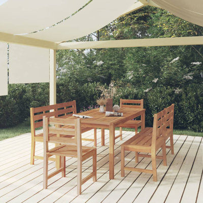 Ensemble repas d'extérieur rectangulaire en teck 70,9 po L pour 4 personnes Welara