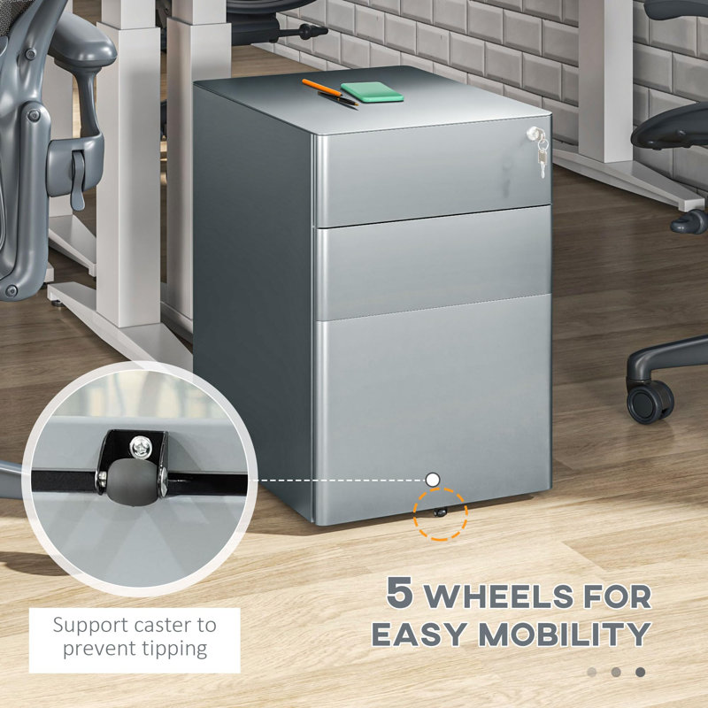 3 Drawer Filing Cabinet, Grey