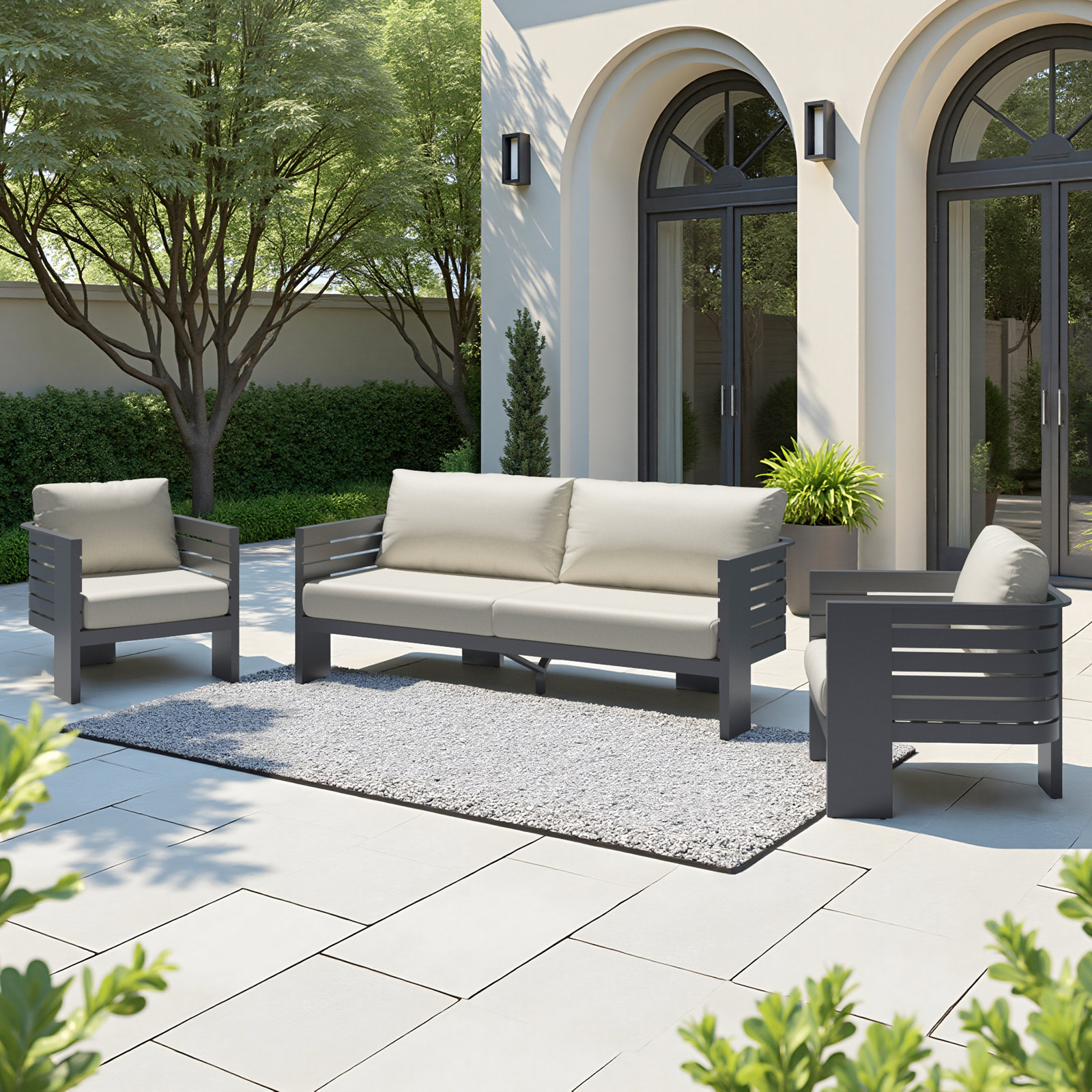 Ari 4-Person Complete Patio Set, Olefin Linen