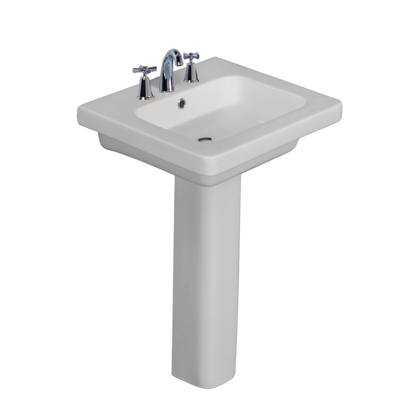Lavabo de salle de bain rectangulaire 27,5 "en porcelaine vitreuse rectangulaire avec trop-plein