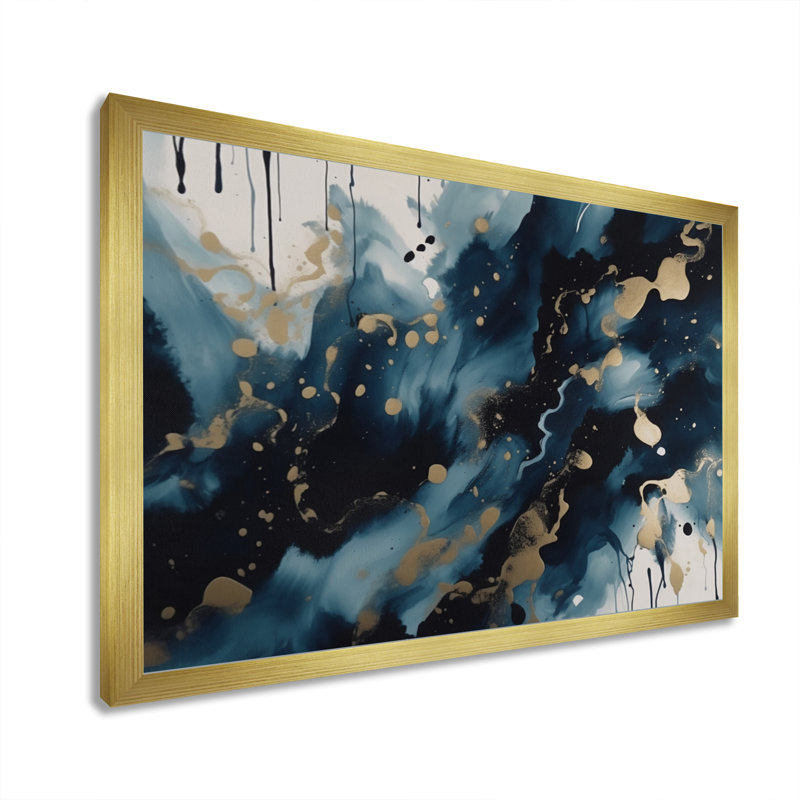 Encre liquide sur toile Englewood, H 16 po x l 32 po x P 1 po, Encadrement doré