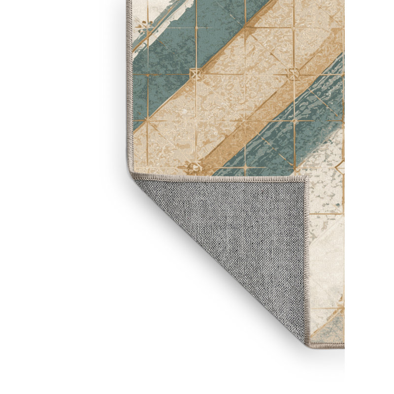 Tapis marocain beige d'inspiration mondiale parnika aurora borealis lavable à la machine - reliure beige, 5 x 7