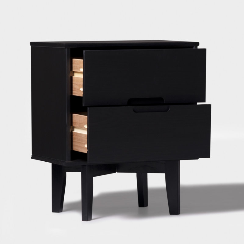 Ulti Solid Wood Bedside Table, Black