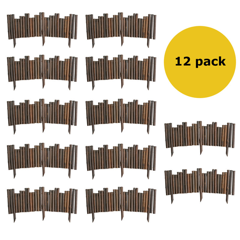 Décoration de bordure de jardin en bambou brun caramel H 8 po x L 134 po, 12