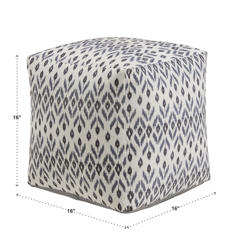 Doniphan Upholstered Square Pouf Ottoman, Ivory Abstract
