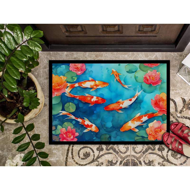 Koi Fish Doormat, L 18 po x L 27 po