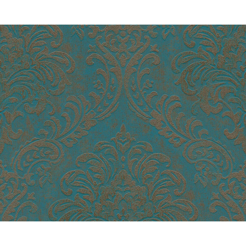 Rouleau de papier peint L 33 pi x l 21 po Wagoner, Bleu/doré