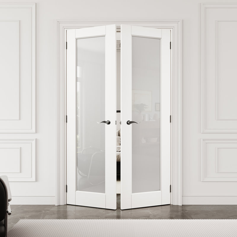 1 porte intérieure double vitrée en verre givré 1-Lite avec quincaillerie d'installation / poignées, 48 po x 80 po