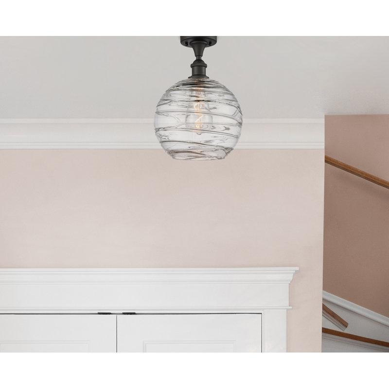 Plafonnier semi-encastré 1 lumière 8 po Anie, Ampoule DEL 6 watts Vinage, Bronze huilé, H 11 po x l 6 po x P 6 po