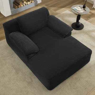Oversized Chaise Lounge Chair, Comfy Reading Chair, Boneless Chaise Sofa Recliner Bed Sleeper Couch With Wide Pillow Armrest For Living Room, Bedroom by Mercer41
