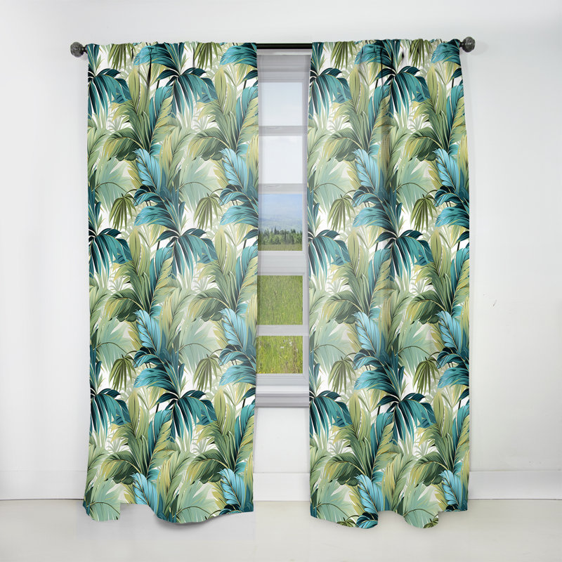 Motif tropical Palm Oasis - Rideau tropical - Velours obscurcissant - 1 panneau, L 52 po x L 84 po