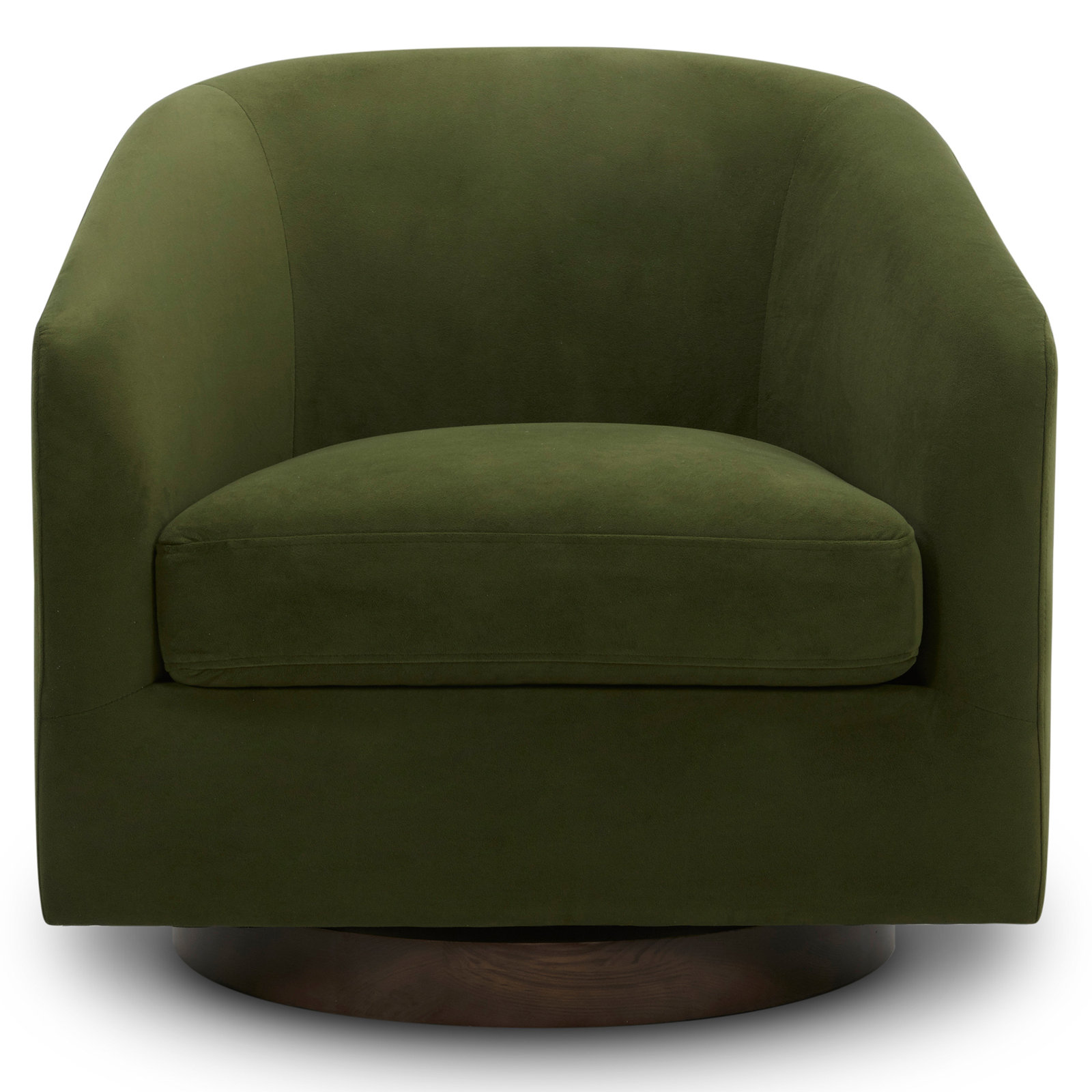 Bennett Upholstered Swivel Barrel Chair With Ottoman, Forest