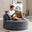 53.5" Oversized Round Chaise Lounge Chair Indoor, Comfy Corduroy Upholstered Boneless Couch with Pillow, No Assembly Required, Deep Seat Lounge Floor Compression Sofa Chair for Living Room, Apartment-503218589