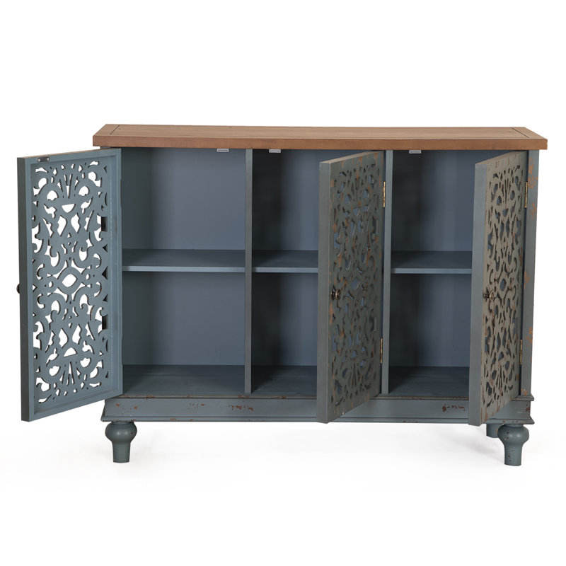 Exum 31.5" H x 41.73" W 3-Door Solid and Manufactured Wood Accent Chest, Blue
