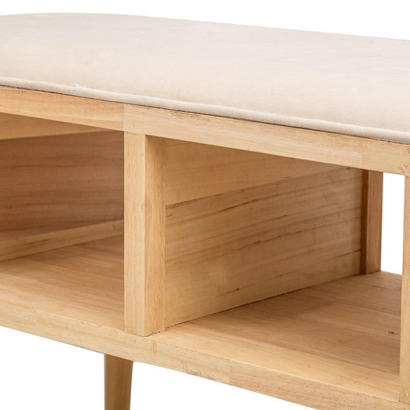 Banc de rangement en velours et rotin Dowdell