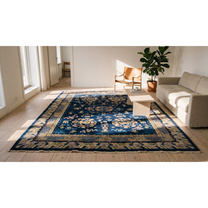 Tapis de couleur antique bleu marine chinois