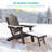 Folding Adirondack Chair with Retractable Ottoman and Cup Holder, Outdoor HDPE Lounge Chair-1978898540