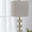 Lampe de table en marbre 13 x 13 x 26 po avec structure en laiton et lampe de table
