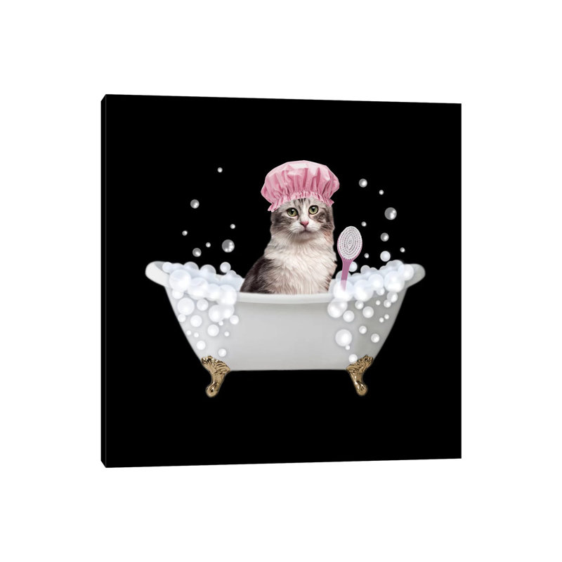 Fun Kitty Bath 3 by Marcus Prime - Wrapped Canvas Graphic Art Print, 93.98 cm H x 93.98 cm W x 1.91 cm D