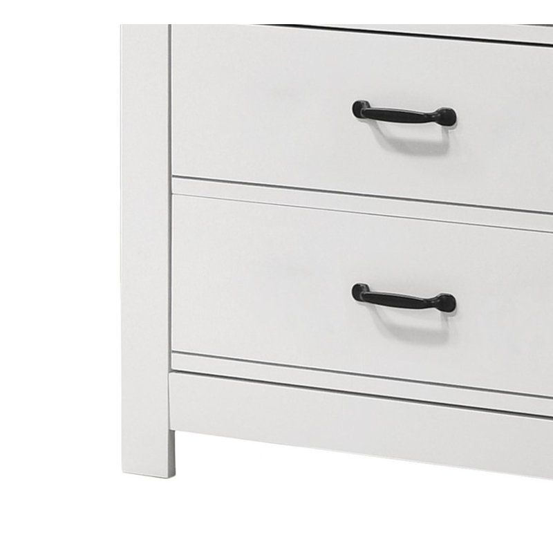 Commode blanche 5 tiroirs Cassini avec poignées noires 31 po
