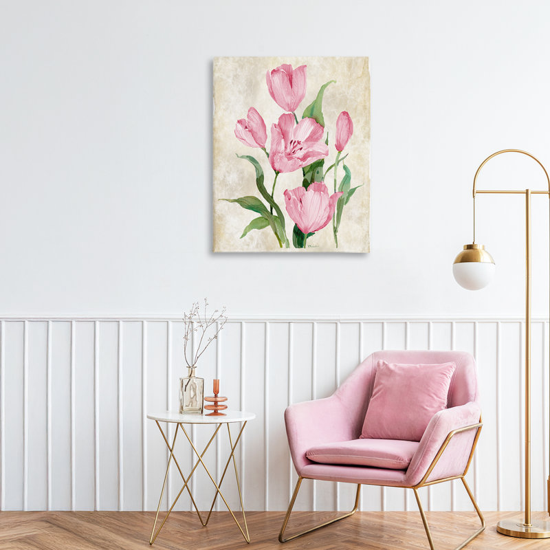 Floral Journal, tulipes roses, toile par Paul Brent, H 20 po x l 16 po