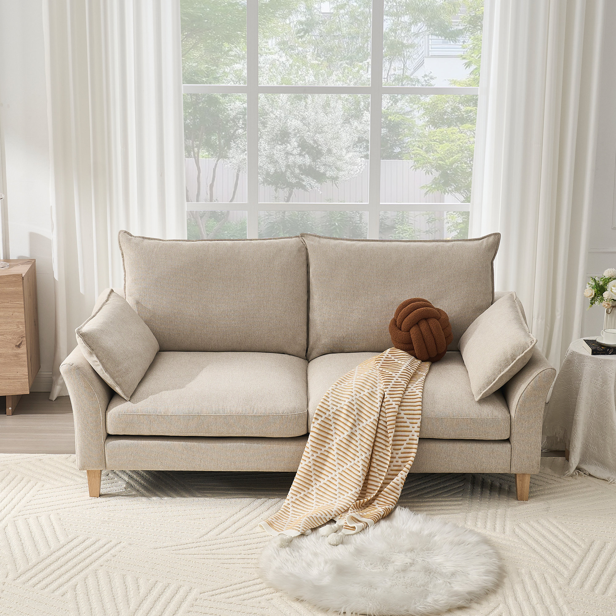 Ebern Designs 79'' Upholstered Modern Loveseat Sofa | Wayfair