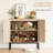 Beige Rattan Sideboard Buffet Cabinet with Adjustable Shelf and Metal Feet, Coffee Bar and Liquor Cabinet for Living Room, Dining Room, Hallway or Kitchen-1544091727