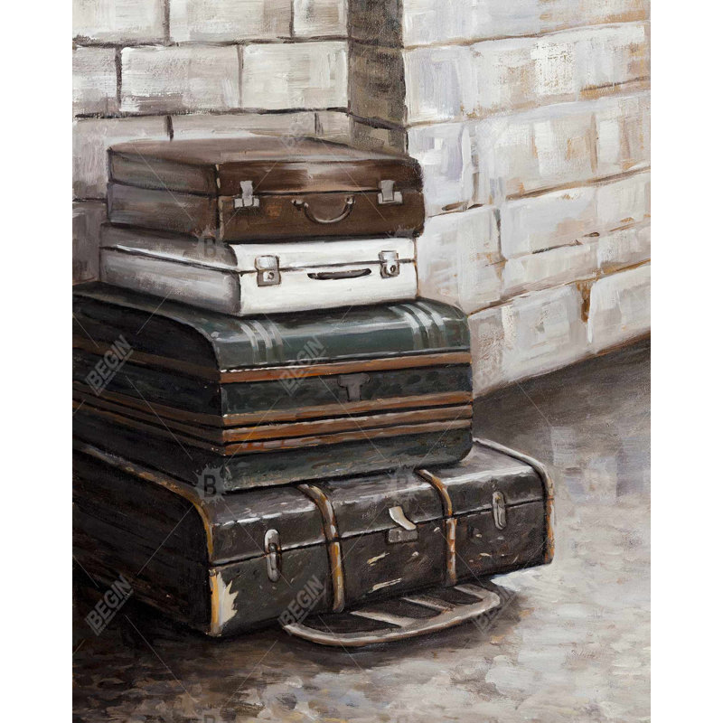 Four Old Traveling Suitcases Print On Canvas