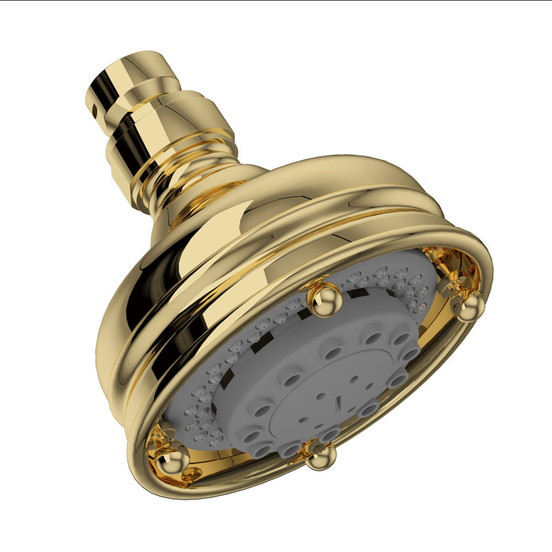 Santena 4" 3-Function Showerhead, Unlacquered Brass