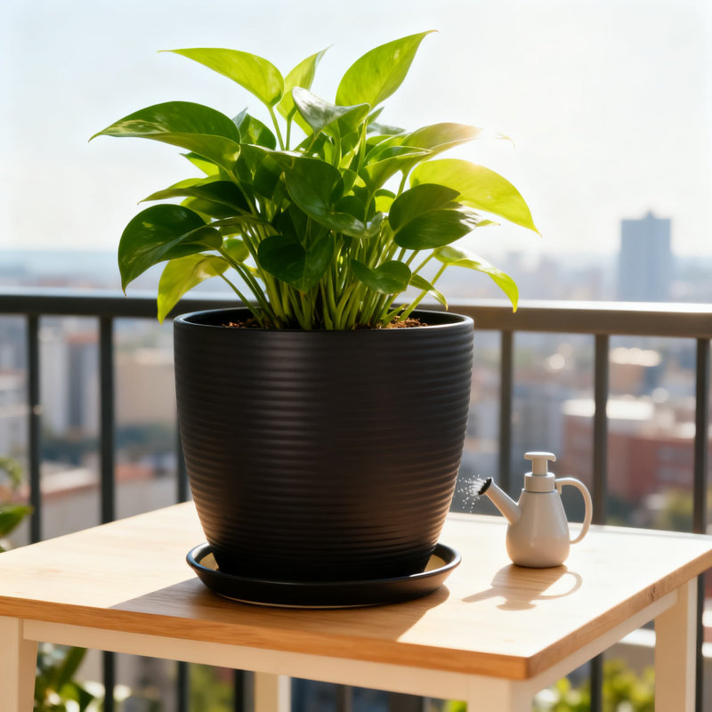 Pot à fleurs en céramique de 10 pouces avec soucoupe, conception cannelée émaillée moderne pour plantes d'intérieur et d'extérieur, comprend un trou de drainage pour une croissance saine des racines