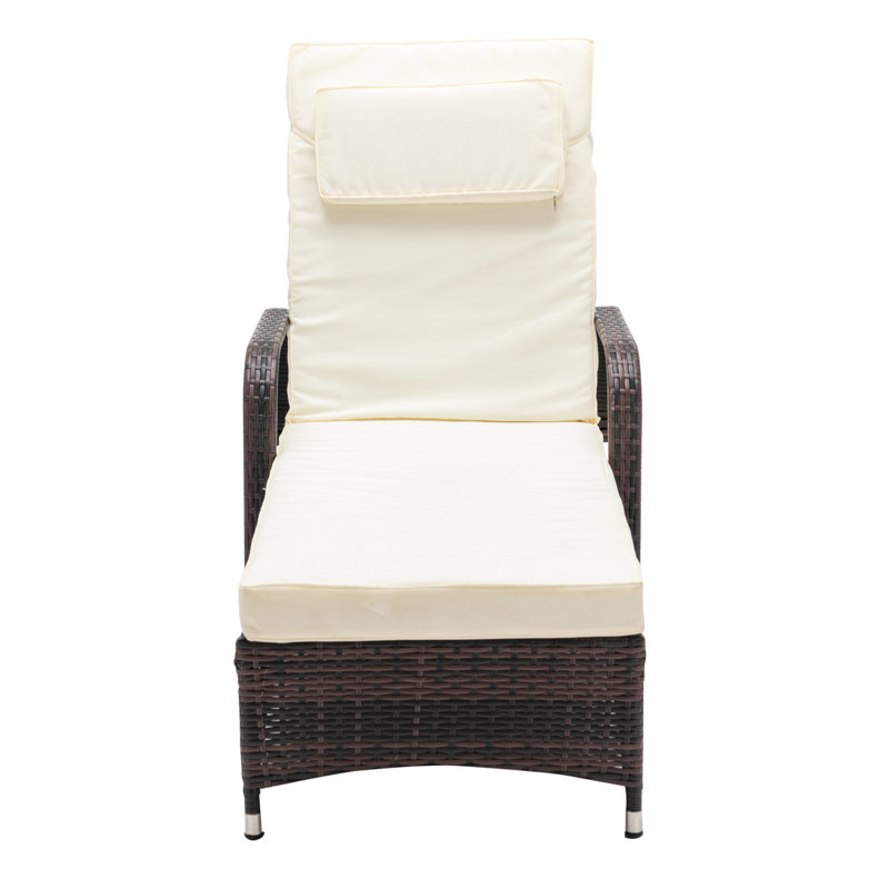 Aeri 793.55cm Long Reclining Double Chaise with Cushions and Table, Brown