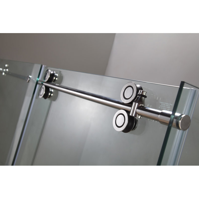 Cabine de douche rectangulaire coulissante sans cadre avec base incluse l 60 po x H 77,5 po Langham