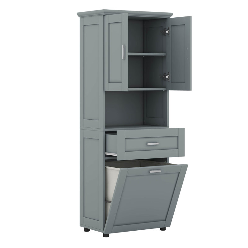 Armoire avec panier à linge inclinable, Gris