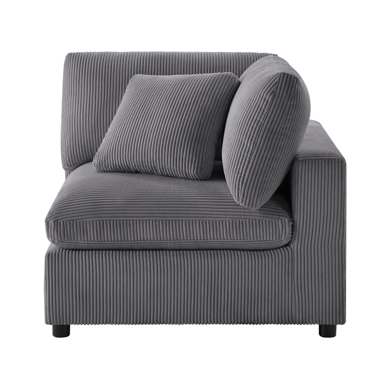 Vinessa Modular 5-Piece Sectional, Gray Corduroy