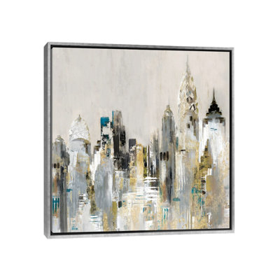 Golden Cityscape - reproduction d'art murale - toile encadrée