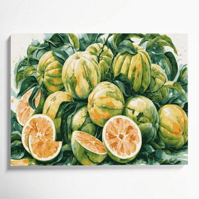 Art mural sur toile beige Fruit Pomelo